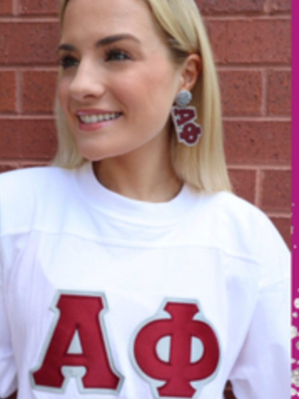 Alpha Chi Omega Beaded Earrings, NWT - Picture 4 of 5